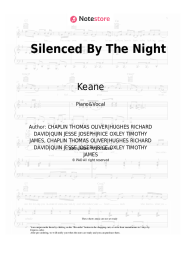 Sheet music, chords Keane - Silenced By The Night