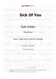 Sheet music, chords DNMO, Sub Urban - Sick Of You