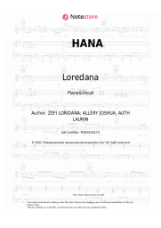 Sheet music, chords Loredana - HANA