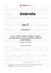 Sheet music, chords Rihanna, Jay-Z - Umbrella
