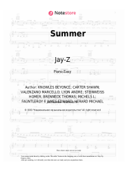 Sheet music, chords Beyonce, Jay-Z - Summer