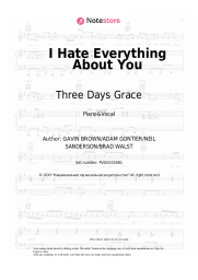 Sheet music, chords Three Days Grace - I Hate Everything About You