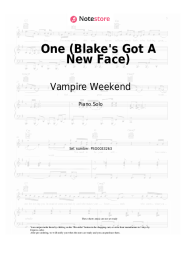 Sheet music, chords Vampire Weekend - One (Blake's Got A New Face)