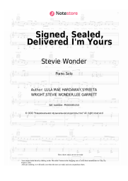 Sheet music, chords Stevie Wonder - Signed, Sealed, Delivered I'm Yours