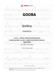 Sheet music, chords 6ix9ine - GOOBA