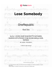 Sheet music, chords Kygo, OneRepublic - Lose Somebody