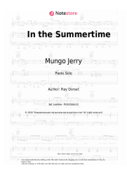 Sheet music, chords Mungo Jerry - In the Summertime