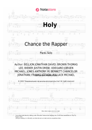 Sheet music, chords Justin Bieber, Chance the Rapper - Holy