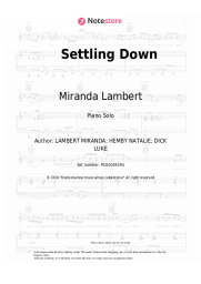 Sheet music, chords Miranda Lambert - Settling Down