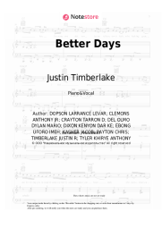 Sheet music, chords Ant Clemons, Justin Timberlake - Better Days