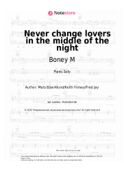 Sheet music, chords Boney M - Never change lovers in the middle of the night
