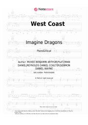Sheet music, chords Imagine Dragons - West Coast
