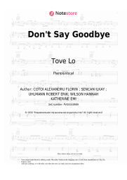 Sheet music, chords Alok, Ilkay Sencan, Tove Lo - Don't Say Goodbye