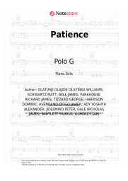 Sheet music, chords KSI, Yungblud, Polo G - Patience