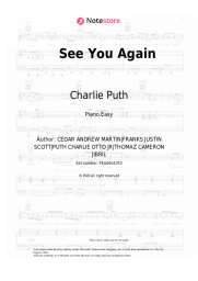 Sheet music, chords Wiz Khalifa, Charlie Puth - See You Again
