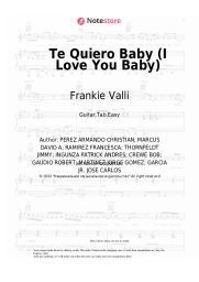 Sheet music, chords Chesca, Pitbull, Frankie Valli - Te Quiero Baby (I Love You Baby)
