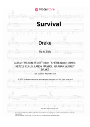 Sheet music, chords Drake - Survival