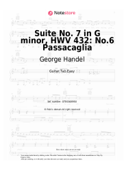 Sheet music, chords George Handel - Suite No. 7 in G minor, HWV 432: No.6 Passacaglia