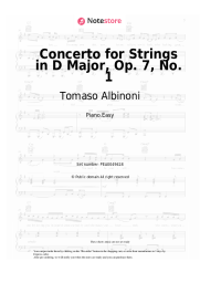 Sheet music, chords Tomaso Albinoni - Concerto for Strings in D Major, Op. 7, No. 1