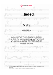 Sheet music, chords Drake - Jaded