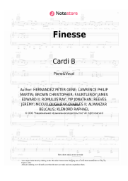 Sheet music, chords Bruno Mars, Cardi B - Finesse