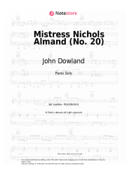 Sheet music, chords John Dowland - Mistress Nichols Almand (No. 20)