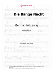 Sheet music, chords German folk song - Die Bange Nacht