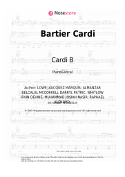 Sheet music, chords Cardi B, 21 Savage - Bartier Cardi