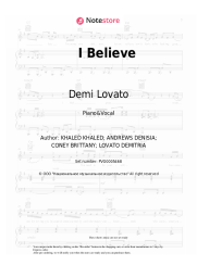 Sheet music, chords DJ Khaled, Demi Lovato - I Believe