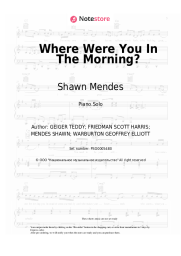Sheet music, chords Shawn Mendes - Where Were You In The Morning?