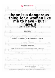 Sheet music, chords Lana Del Rey - hope is a dangerous thing for a woman like me to have - but i have it