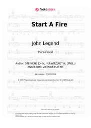 Sheet music, chords John Legend - Start A Fire
