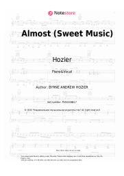 Sheet music, chords Hozier - Almost (Sweet Music)