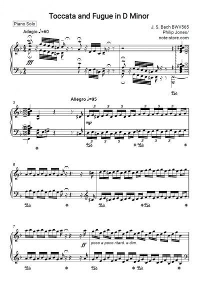 Sheet music, chords Johann Sebastian Bach - Toccata and Fugue in D Minor (BWV 565)