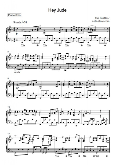 Sheet music, chords The Beatles - Hey Jude