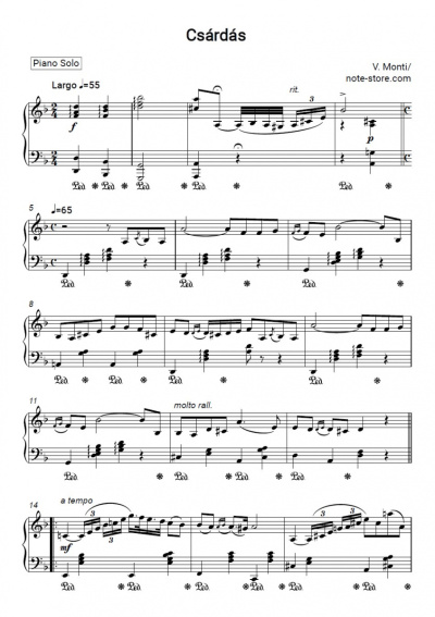 Sheet music, chords Vittorio Monti - Chardash