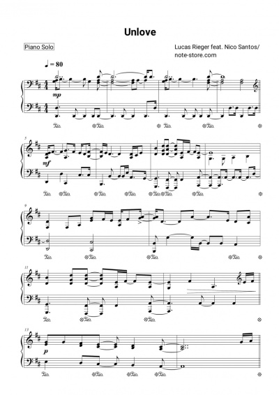Sheet music, chords Lucas Rieger, Nico Santos - Unlove