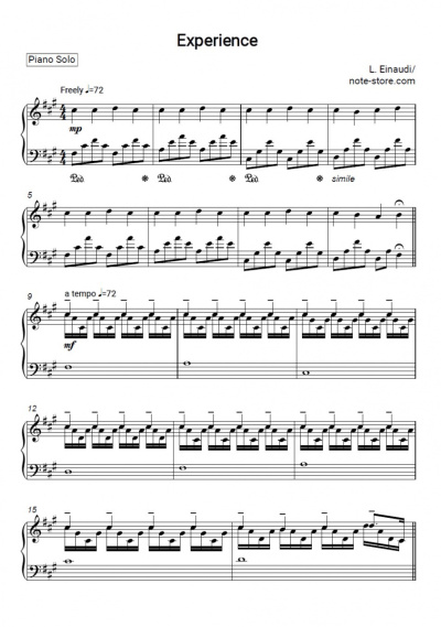 Sheet music, chords Ludovico Einaudi - Experience