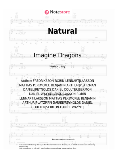 Sheet music, chords Imagine Dragons - Natural