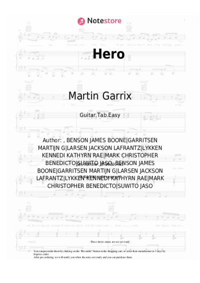 Sheet music, chords Martin Garrix, JVKE - Hero