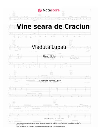 Sheet music, chords Vladuta Lupau - Vine seara de Craciun