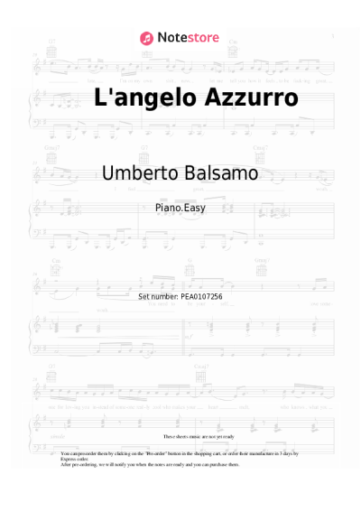 Sheet music, chords Umberto Balsamo - L'angelo Azzurro