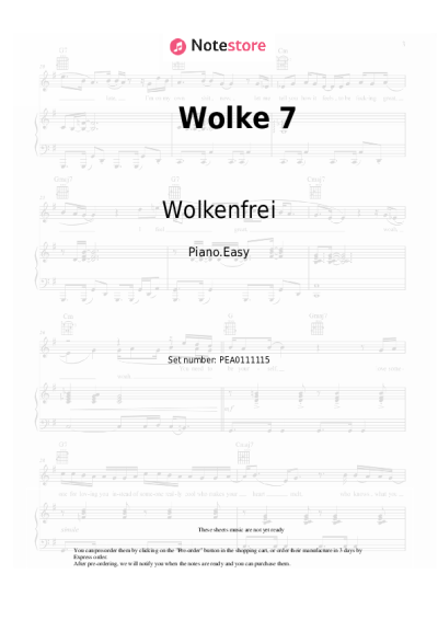 Sheet music, chords Wolkenfrei - Wolke 7