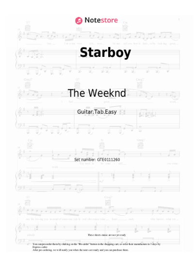 Sheet music, chords The Weeknd, Daft Punk - Starboy