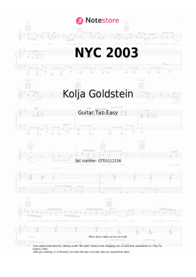 Sheet music, chords Kolja Goldstein - NYC 2003