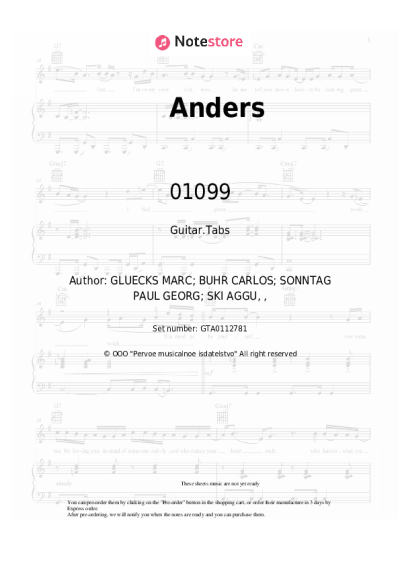 Sheet music, chords 01099, Paul, Ski Aggu - Anders