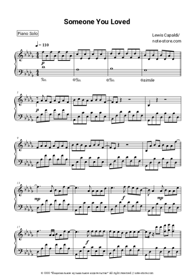 Sheet music, chords Lewis Capaldi - Someone You Loved