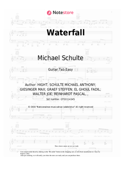 Sheet music, chords Michael Schulte, R3hab - Waterfall