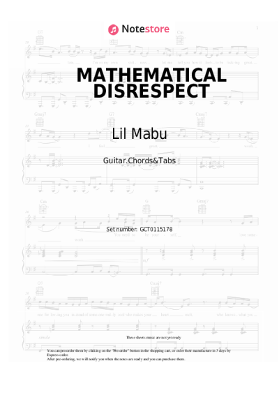Sheet music, chords Lil Mabu - MATHEMATICAL DISRESPECT