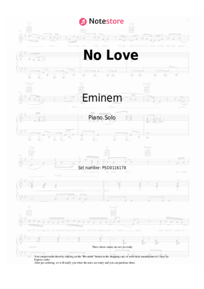 Sheet music, chords Eminem, Lil Wayne - No Love